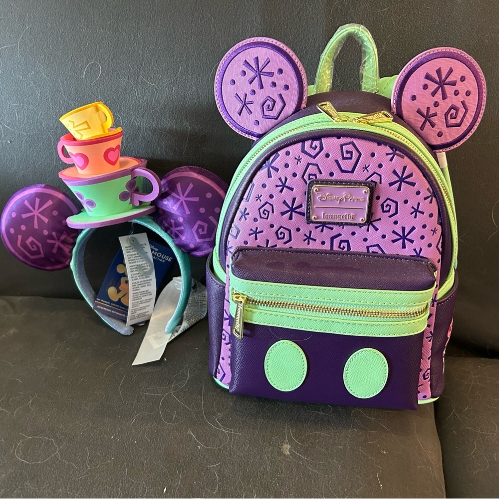 Disney Loungefly Limited Edition Teacup Main Attraction Bag and Ears